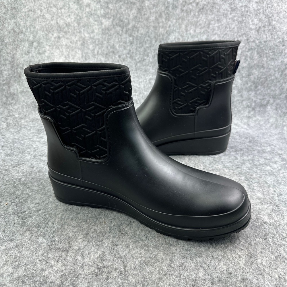 Tommy Hilfiger Benio Black Faux Fur Lined Rain Boots Womens 10M TWBENIO - Picture 5 of 13